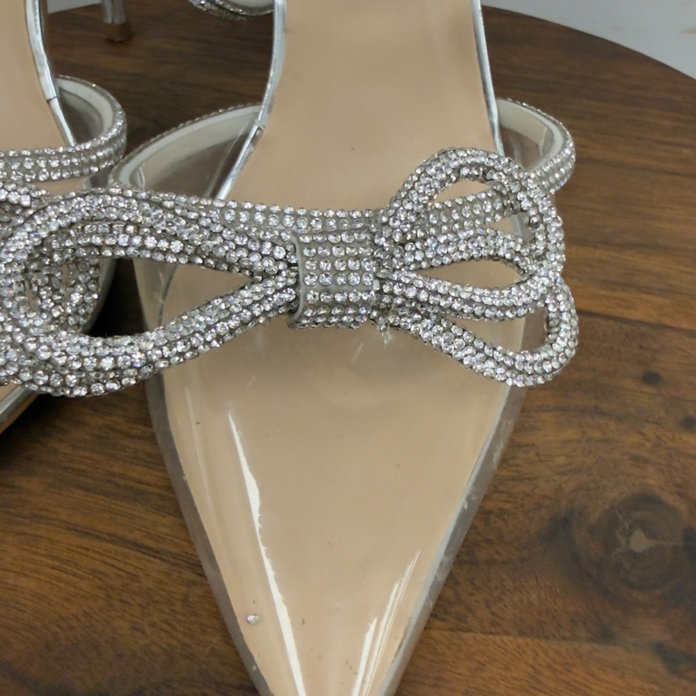 Anne Michelle Silver Rhinestone Bow‎ Heels - Picture 10 of 13